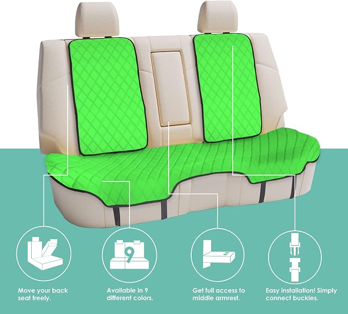 FH Group Car Seat Cushion Neosupreme Automotive Seat Cushions - Universal Fit, Rear Car Seat Cushion, Car Seat Cushions with Non-Slip Silicone Backing for SUV, Sedan, Van Rear Set Green - Image 4