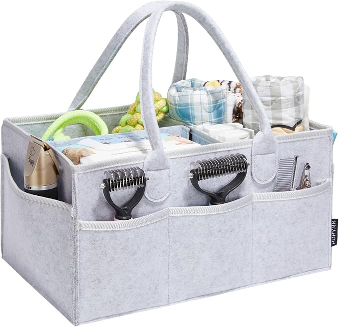 Pet Grooming Tote, Dog Grooming Supplies Organizer, Travel Outdoor (Bag ONLY) (Sliver Grey) by HUHYNN