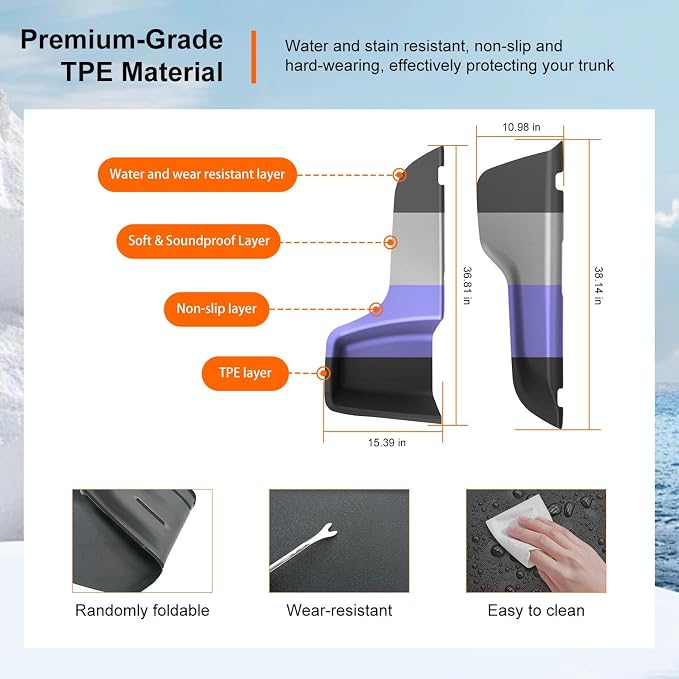 powoq Cargo Sidewall Protector Compatible with 2016-2026 Dodge Durango Trunk Sidewall Protector Mat Replacement for 2016-2026 Dodge Durango Accessories (Side Trunk Mat) - Image 5