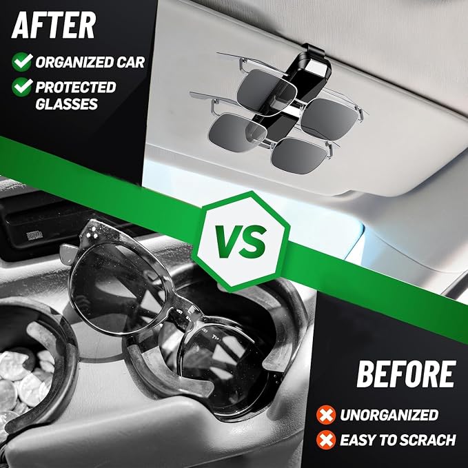 Dsycar 2 Pack Sunglasses Holder for Car, Double Holder Visor Sunglass Clip | One-Handed-Operation Easy Access Storage for Driving,Universal Fits Anti-Scratch Car Sun Visor Accessories - Image 8
