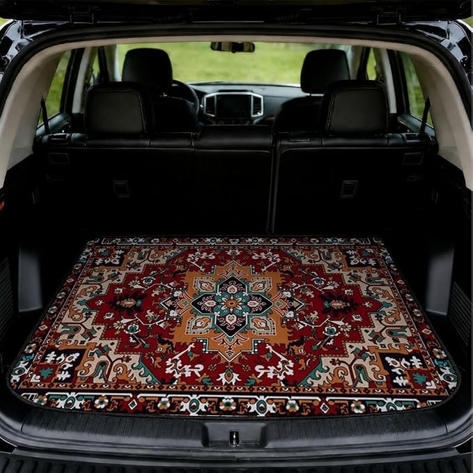 Car Trunk Mat for SUV, 31"x47" Colorful Persian Cargo Liner Protector | All Weather Universal Cargo Liners for Dogs, Car Accessory for SUVs/Sedan/Wagons, Durable Non-Slip Washable Rear Cargo Mat by Unknown