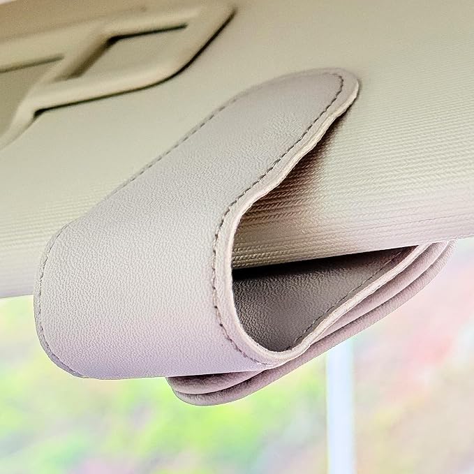 American Flag - Car Sunglass Holder, Magnetic Leather Eyeglass Hanger Mount Clip Holder for Car Visor Accessories (Grey) | Magnetic Leather - Image 3