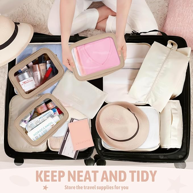 YOPCDJ 3PCS Clear Toiletry Bag,TSA Approved Travel Pouch with Zipper for Cosmetics and Toiletries，Diaper Bag Organizer Pouch Set, Purse Organizer and Clear Car Bag for Women and Kids - Image 5