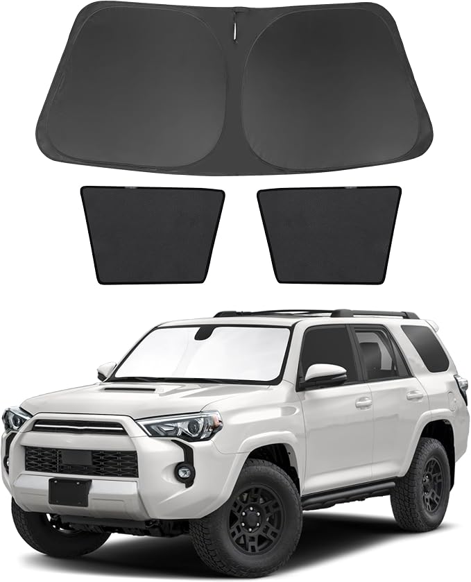 3PCS Car Window Shades Front Windshield Sun Shade Foldable Window Shade Custom Fit for 2017-2024 Toyota 4Runner Accessories Car Shades for Front Windows Anti-UV Rays Block Heat by FannycCargoCover
