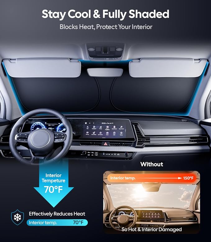 Wigoo for Kia Sportage Windshield Sunshade, Custom Fit, Keeps Interior Cool | Custom Fit, Cooling Tech Fabric, Foldable Heat-Blocking Sunshade with Storage Bag, for Kia Sportage 2020-2026 - Image 2