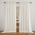 RYB HOME Sheer Curtains Linen Textured Semi Sheer Draperies for Bedroom | Light Glare Filtering Privacy Sheer Backdrop, for Living Room Patio Door Window, Rod Pocket, Linen, W70 x L95, 2 Pcs by RYBHOME