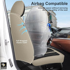 IKABEVEM Car Seat Covers Fit for Nissan Kicks 2018-2025 2026 Full Set | Waterproof Faux Leather, Airbag Compatible, Easy Install & Wipe Car Seat Protector,5 Seats Covers Fit for Kicks, Beige&Black - Image 4
