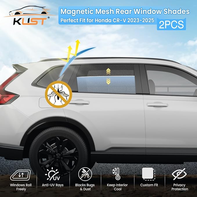 KUST Car Window Shades for 2023 2024 2025 Honda CR-V CRV Accessories, Breathable Mesh Magnetic Window Covers, Rear Back Side Window Sun Shades UV Block Privacy Protection for Baby Camping Napping 2PCS - Image 2
