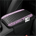 Stacool Upgraded Car Center Console Cover with Rhinestones,Microfiber Leather Car Armrest Cover Cushion with 2 Storage Bags,Universal Cars Armrest Storage Box as Cars Interior Accessories by Unknown