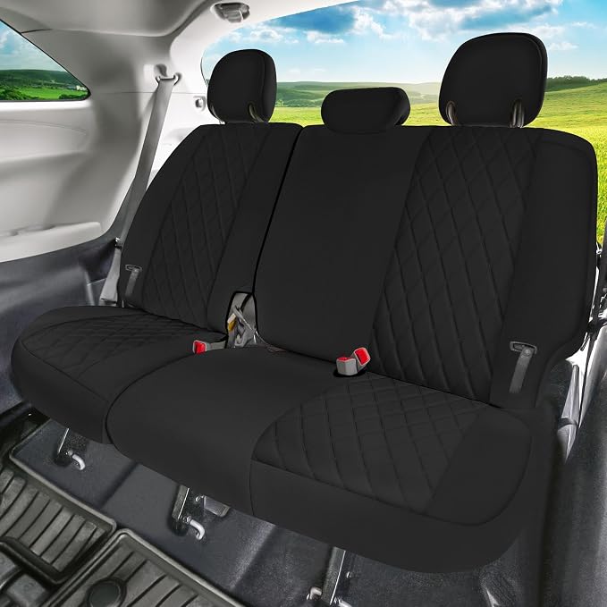FH Group Custom Fit Car Seat Covers Specifically Made for 2011-2020 Toyota Sienna 7-8 Seater with Ultraflex Neoprene Water Resistant Automotive Seat Covers - 3rd Row Black - Image 4