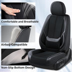 Coverado Seat Covers Full Set, Breathable Leather Car Seat Cover,Universal Car Seat Protectors, Seat Cover Waterproof, Front and Rear Seat Cover Fit Most Cars, BlackRed - Image 4