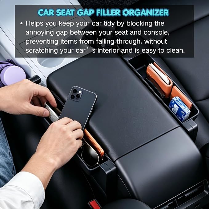 2-in-1 Car Steering Wheel Desk & Seat Gap Organizer Filler Tray | Foldable Adjustable Height Car Desk for Laptop Computer Tablet, Eating - Portable Table for Car Workstation Truck SUV Tesla - Image 4
