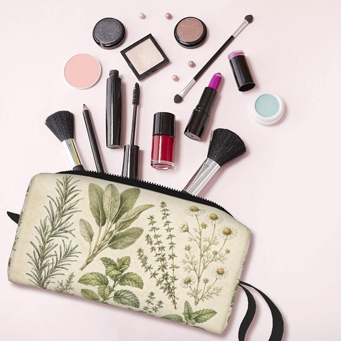 Botanical Small Makeup Bag, 600D Oxford Cosmetic Pouch for Women | Botanical Cosmetic Bag, Double-Sided Printed Toiletry Pouch with Foam Padding for Women, Travel, Gym, Weekend and Daily Use - Image 6