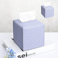 HOMOTEK 2 Pack Tissue Box Cover, Square PU Leather Tissue Holder, Decorative Facial Tissue Cube Paper Organizer Dispenser for Bathroom, Night Stands, Desk, Car 5X5X5'' - Rattan Weave,Lavenderpurple by HOMOTEK