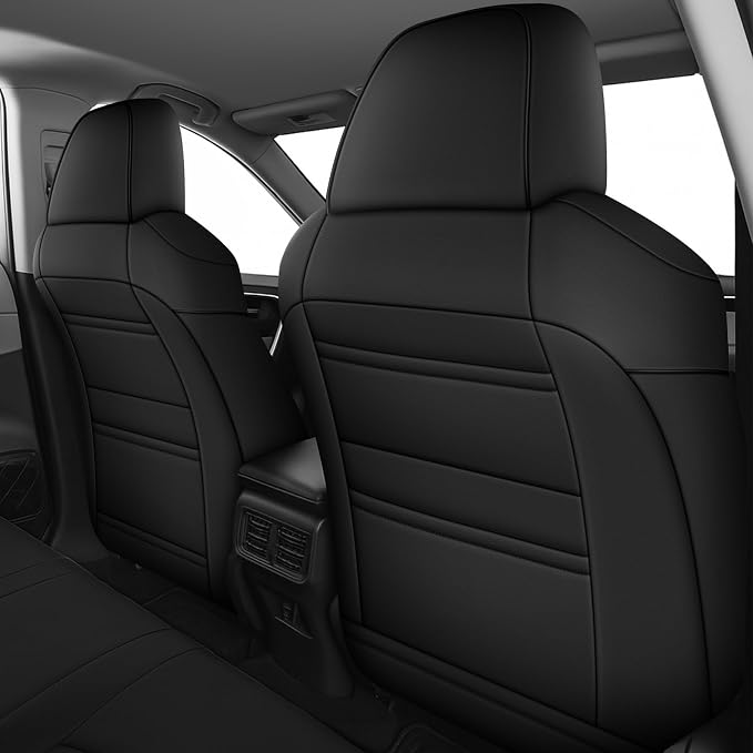Custom Fit Seat Covers for Toyota RAV4:2019 2020-2025 | LE XLE XLE Premium Limited(Not for Hybrid)-Faux Leather Full Set Compatible Airbag Seat Protector Black&Gray - Image 4