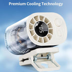 EVADA Car Clip On Fan with LED Display, 360° Rotating, 100 Speed Adjustable, Portable USB Rechargeable 1800mAh Battery Personal Cooling Mini Fan Handheld for Summer, Office, Outdoor, Travel - White - Image 4
