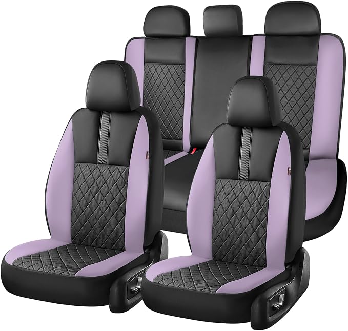 Coverado Car Seat Covers Full Set, Automotive Leather Seat Covers for Car，Universal Fit Front Back Seat Cover, Non-Slip Waterproof Breathable Car Seat Protector by COVERADOAUTO