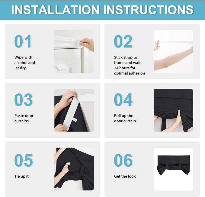 RYB HOME Classroom Door Window Cover Lockdown Shades Blackout, No Drill | Privacy Sidelight Glass Door School Office Blinds, Room Darkening Blocks Views, Portable Curtains, W12 x L30, Black, 1 Panel - Image 3