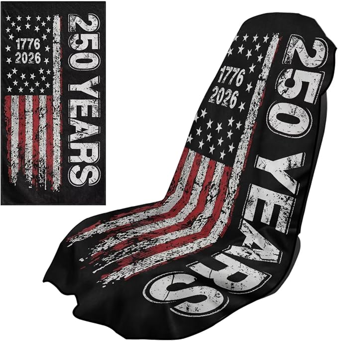 Horeset Vintage American Flag Car Seat Towel Cover – Patriotic Design Sweat Proof Seat Protector, Quick-Dry & Breathable for SUV Trucks Cars Sedan Van 250th Anniversary by Horeset