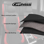 CAR PASS 5 Seats Leather Car Seat Covers, Sideless Car Seat Protectors with Storage Pocket, Water Resistance Seat Cover, Universal Fit Most Cars, SUVs, Trucks and Vans (Full Set,Black and Red) - Image 5