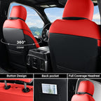 Coverado Chevy Chevrolet Silverado GMC Sierra Seat Covers Full Set, Fit for 2007-2013 & 2019-2026 1500, 2020-2026 2500HD 3500HD Crew Double Extended Cab, Faux Waterproof Leather Seat Covers (Red) - Image 2