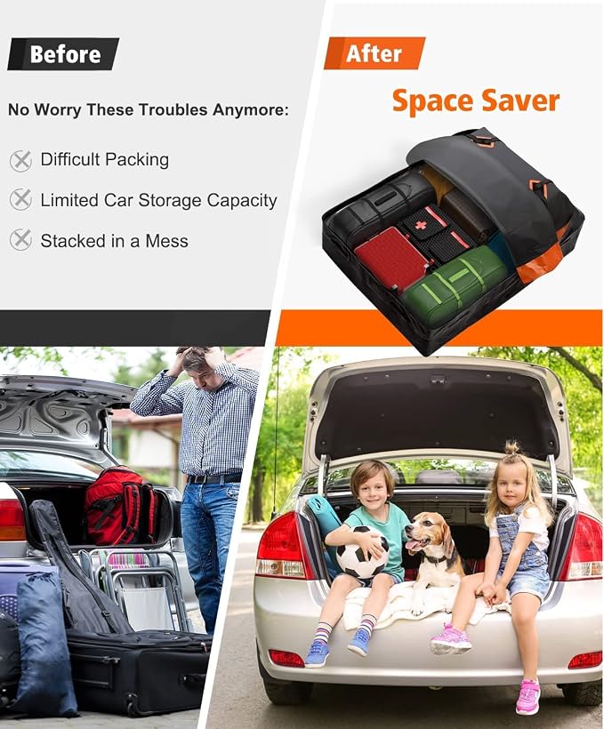 21 Cubic Rooftop Cargo Carrier Waterproof Soft Car Roof Bag | for All Top of Vehicle with/Without Rack Includes Topper Anti-Slip Mat + Reinforced Straps + 6 Door Hooks + Luggage Lock - Image 7