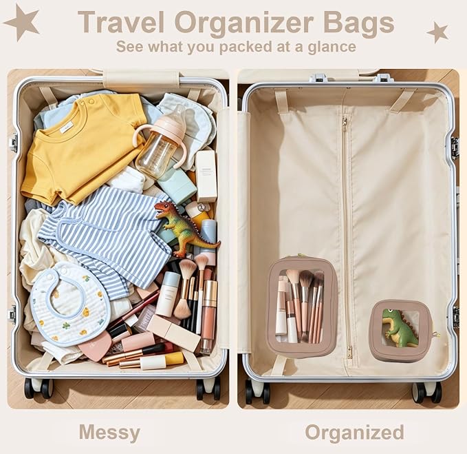 2PCS Clear Makeup Bags with Handles, TSA Approved Toiletry Bags, Diaper Bag Organizer Pouch, TPU Car Storage Organizer with Zippers, Waterproof Travel Organizer Bag for Women - Image 9