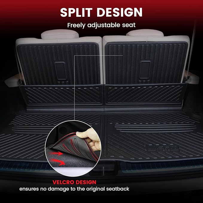LASFIT Cargo Mat & Backrest Mat (3 Pieces) for Mercedes Benz GLS 2020-2026 | Fit for GLS 450/580/63 AMG, All Weather TPE Non-Slip Trunk Mat with Seatback, Black - Image 5