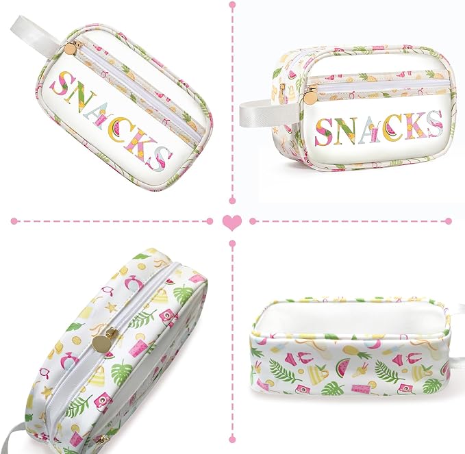 COSHAYSOO Clear SNACKS Bags Travel Pouch for Women Girls Cute Summer Beach Vacation Pool Lake Day Must Have Essentials, Teens Camp Gym Sports Park Trip Accessories Gift Bag Stuffers - Image 3