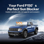 Titanium Silver Windshield Sun Shade for Ford F150 2021-2025 | Ice Blue Reflective Layer, UPF 50+ UV and Heat Blocking, Foldable, Hot-Weather Interior Protection, for Cars, SUVs and Trucks - Image 2