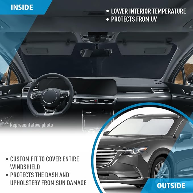 CLIM ART Windshield Sun Shade for Mazda CX-9 2016-2023, Custom-Fit Foldable Car Sunshade, Vehicle Sun Protector, Front Auto Windshield Cover, Car Accessories - WS4012 - Image 5