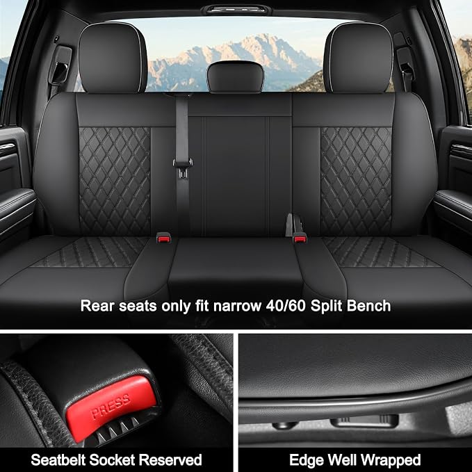 Seat Covers for Silverado/Sierra| Waterproof Leather Pickup Truck Custom Seatcovers Full Set for Chevy Silverado GMC Sierra 2014-2018 1500, 2015-2019 2500HD 3500HD Crew Double Extended Cab - Image 2