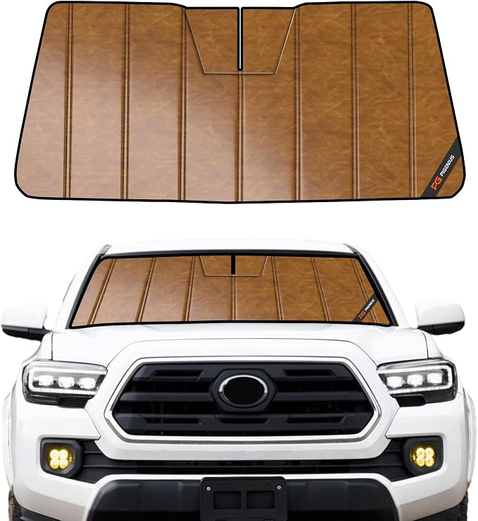 Pigenius Windshield Sun Shade for Toyota Tacoma 2018-2023, Custom Front Window Sunshade- Leather by Pigenius