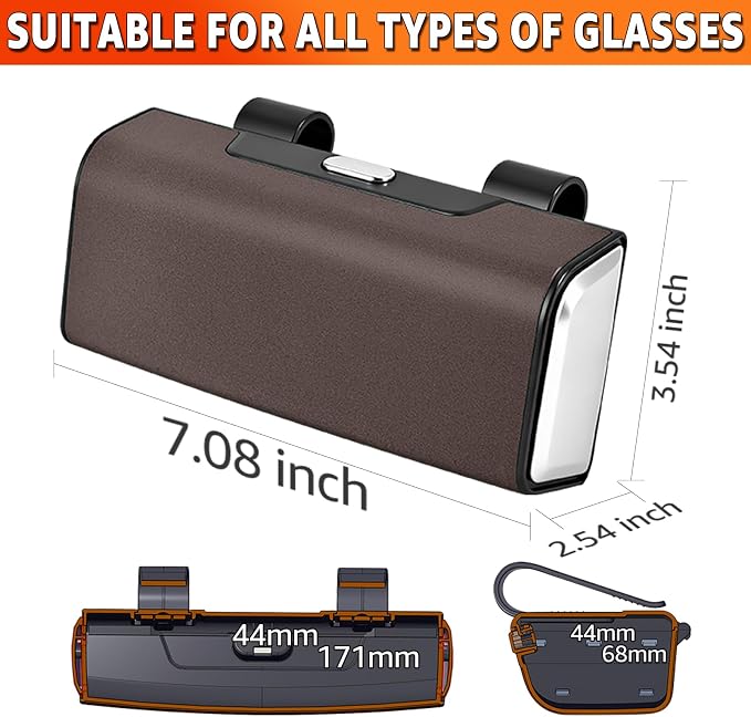 Car Sunglasses Holder for Sun Visor, Button Leather Eyeglass Hanger and Interior Storage Box - Image 4