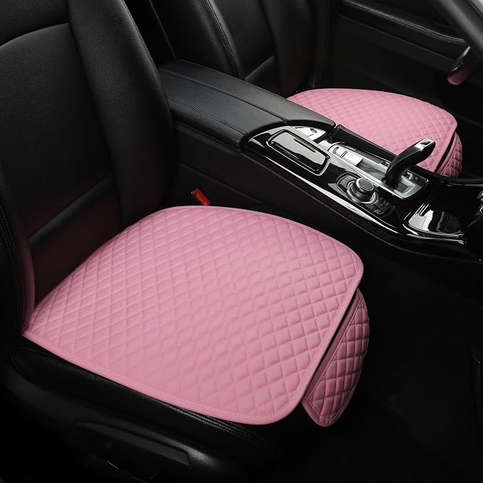 West Llama Pu Leather Car Seat Bottom Covers Protectors Include 1 Pair Front Driver Seat Pad Mat and 1 Rear Bench Cover Universal Fit 90% Vehicles,Pink - Image 9