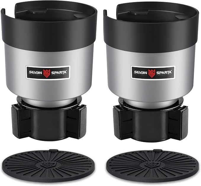 SEVEN SPARTA 2 Pack Car Cup Holder Expander Organizer Adjustable Base, Compatible with Yeti 20/26/30 oz, Hydro Flasks 32/40oz, Nalgenes 30/32/38/48 oz, Other Bottles in 3.4"-3.8" (Silver) | Compatible with Yeti, Hydro Flask & Owala 32-40oz, Upgraded Ad... by SevenSparta