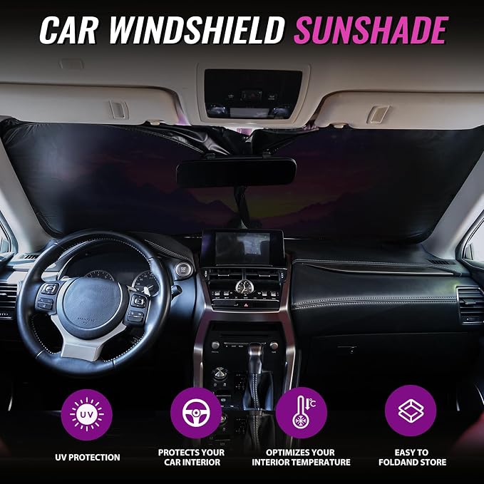 Car Windshield Sun Shade, Foldable Reflective UV Front Sunshade | 57" x 31", Sun Visor Blocks UV Rays & Keep Cool for Cars Interior, Fits Sedans, SUVs & Trucks, Foldable & Easy Storage - Image 7