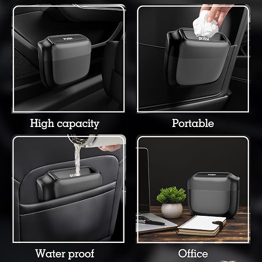 1 Pack Car Trash Can with Lid, Built-in Storage Garbage Bag, Black | Leakproof Car Door Trash Can with Hook, 30pcs Trash Bags, Mini Automotive Garbage Bin for Vehicle, Office, Home - Image 4