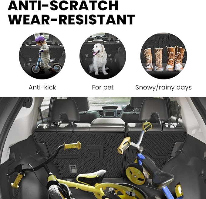 LASFIT Rear Seat Back Protector for Honda CRV 2012-2016 | All Weather TPE Pet Friendly Custom Fit CR-V Second Row Back Seat Cover Backseat Mat Liner Accessories, Black - Image 6
