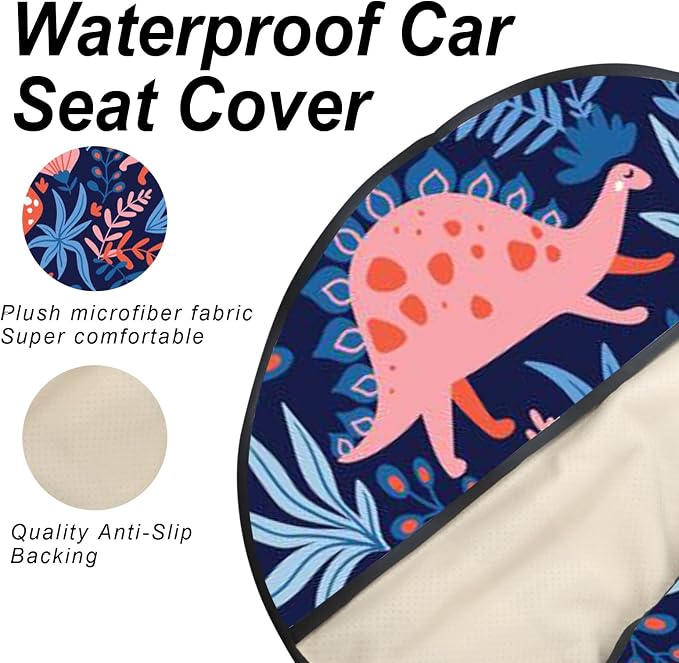 Sweat Towel Car Seat Cover Protector Front Seats for Gym Workout, Running, Swimming, Beach and Hiking, Waterproof Universal Seat Cover for Car, Trucks, Van & SUV (1, Dinosaur, Front) - Image 4