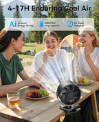 KIMMOO Portable Clip on Fan, 100-Speed Rechargeable USB Fan with LED Display, 360° Rotation & Strong Airflow Desk Fan, Up to 17 Hours Small Battery Fan for Outdoor Travel Camping Treadmill Car (Black) - Image 3