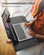 SAIJI Laptop Lap Desk with External Monitor Holder Fits Up to 17" Laptops | Lightweight Lap Tray Table Stand with Soft Leather Wrist Pad, Lap Desk with Cushion for Home Office Working/Gaming On Couch - Image 5