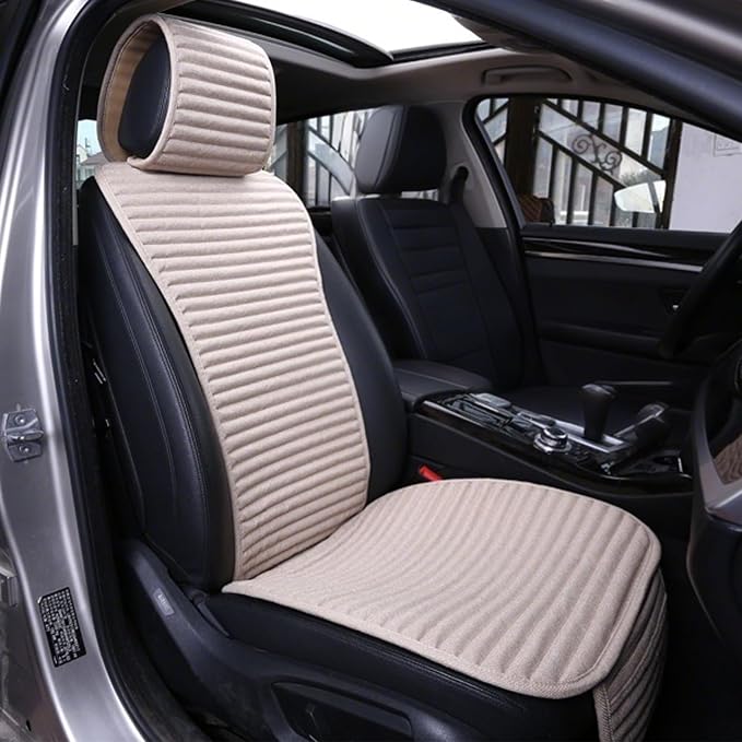 Line Car Seat Cover,Universal Front Seat Coves Buckwheat Hull Cloth Fabric | Cooling Seat Covers For Most Cars, SUVs, Vans Trucks Breathable Comfortable Ventilated Beige by Suninbox