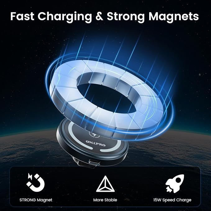 OHLPRO for MagSafe Car Mount Charger iPhone Wireless Car Charger, Stick on Dashboard Magnetic Phone Holder Mount for iPhone 17 Pro Max 16 15 14 Series, 15W Fast Charging, Aluminum Shell - Image 5