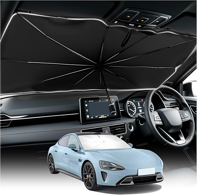 Car Windshield Sun Shade,Foldable Sun Shade for Car Windshield for Blocking Sunlight,Titanium Silver Windshields Umbrella Suns Shades for Cars with Storage Pouch by Unknown