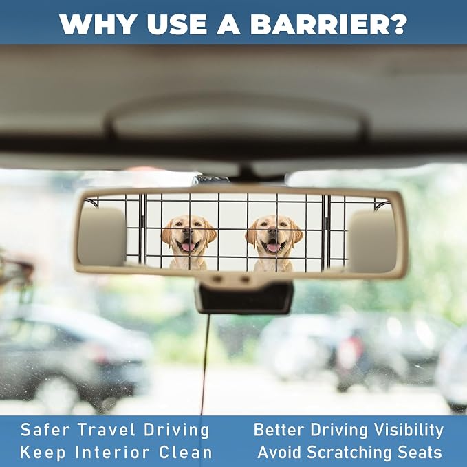 Car Dog Barrier for SUV Adjustable Heavy-Duty Steel Pet Divider Gate | Thickened rust-resistant steel Folding design.Easy install,straps & buckles secure. Fits up to 59".Keeps pets rear-seat safe - Image 6