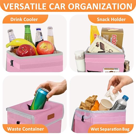 Vankor Car Trash Can with Lid Leak Proof Car Accessories for Women | 2.2 Gallon Cute Hanging Car Trash Bin for Men Car Truck Vehicle Sedan SUV Interior Automotive Garbage Cans, Pink - Image 6
