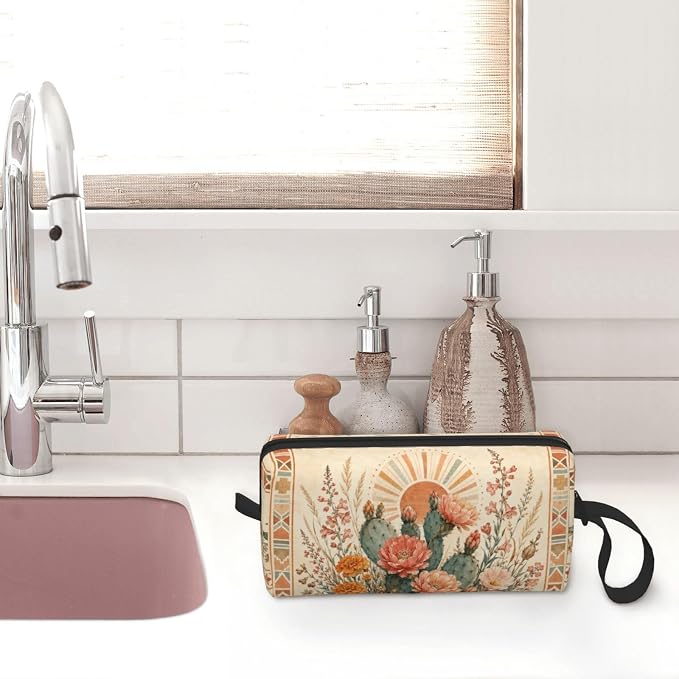 Cactus Small Makeup Bag, 600D Oxford Cosmetic Pouch for Women | Cactus Cosmetic Bag and Toiletry Pouch with Double-Sided Print and Foam Padding for Women, Travel, Gym, Weekend and Daily Use - Image 7
