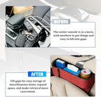 Car Seat Gap Filler Organizer with Cup Holder Expander, Leather Console Seam Filler Storage Box, Auto Front Seat Gap Organizer for Phones Keys Glasses, Universal Fit (Wine Red Driver) - Image 6