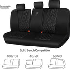 CAR PASS Luxury Faux Leather Rear Bench Car Seat Covers, Waterproof Anti Slip Back Seat Covers, Deluxe Automotive Backseat Cover Universal Fit for Most Cars Sedan SUV Pickup Truck (All Black) - Image 5